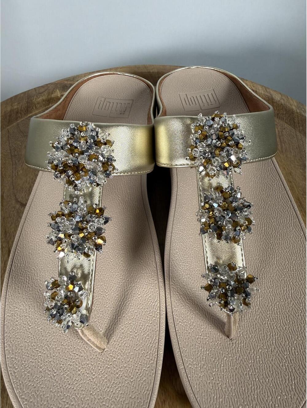 FitFlop Galaxy Toe Wedge Flip Flop Women’s US 9 Platino Sandals NWB - Picture 6 of 12